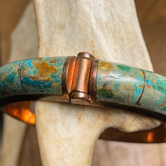 Vintage DTR Jay King Turquoise Copper Bangle Bracelet- stunning!!2-1/2 inside - Picture 7 of 10